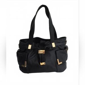 Michael Kors “Beverly” Hobo Bag Large Black Leather Shoulder Purse Gold Hardware